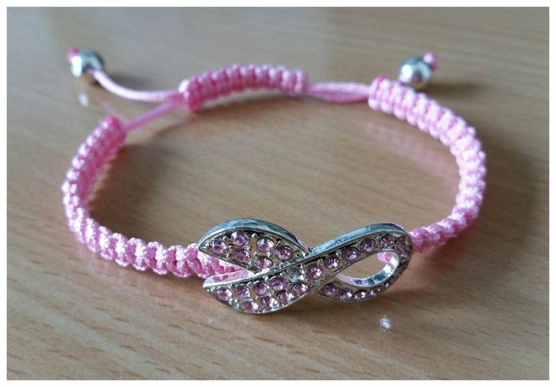 Pink Ribbon armband roze