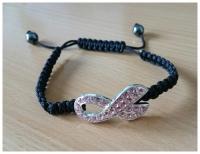 Pink Ribbon (Borstkanker) armband zwart