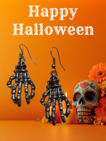 Oorbellen in de vorm van skelet handjes