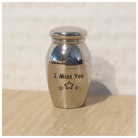 Mini crematie as urn met opdruk "I miss you"