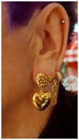 Dubbel hart oorbellen goudkleurig