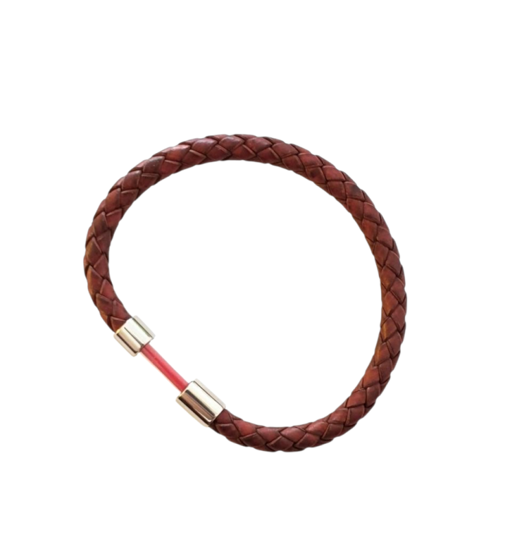 Rvs As armband bruin koeien leer Rvs As armband bruin koeien leer