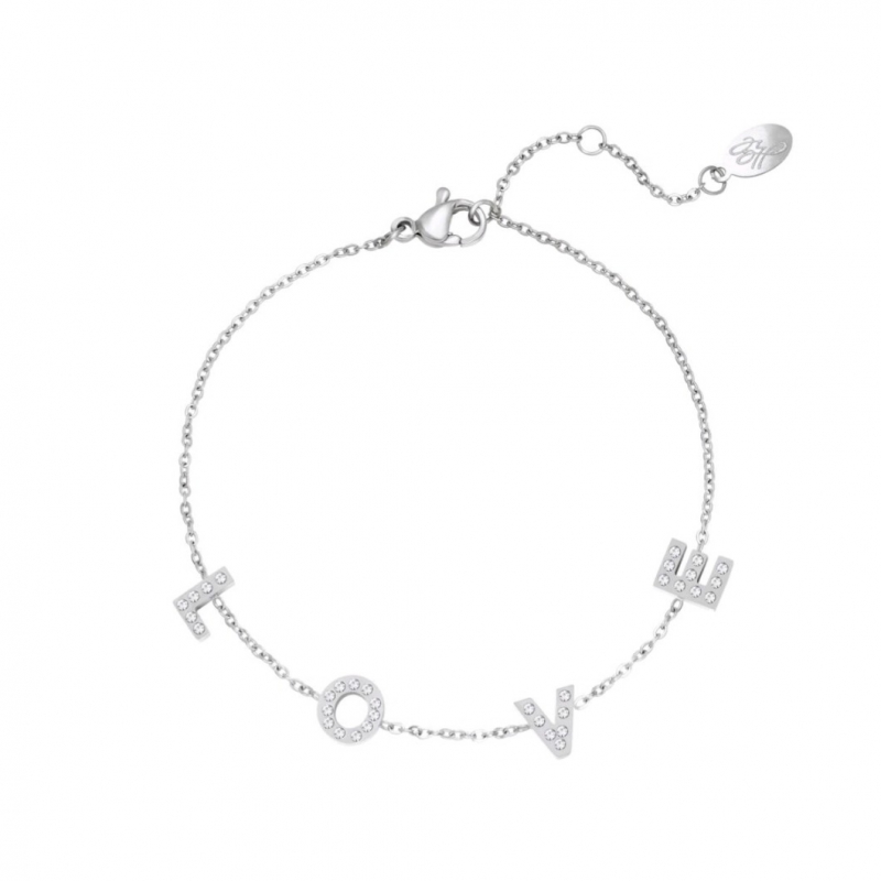Armband roestvrij staal met de tekst LOVE in Zilverkleurig Armband roestvrij staal met de tekst LOVE in Zilverkleurig