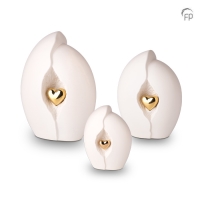 Keramische mini urn met gouden hartje | wit