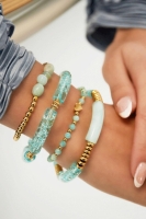 Armband RVS Hart met witte kralen |