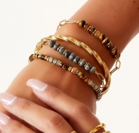 Armband RVS met Roze Stenen Kraaltjes